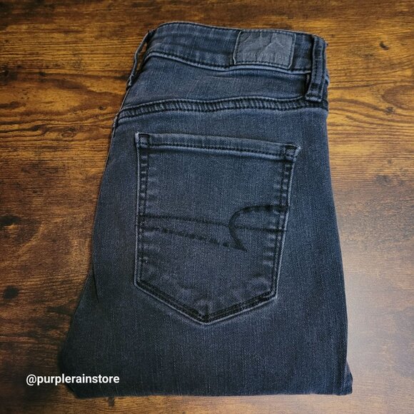 American Eagle Jeans 2 L Jegging Next Level Stretch Hi Rise Black Wash Denim - Picture 3 of 13
